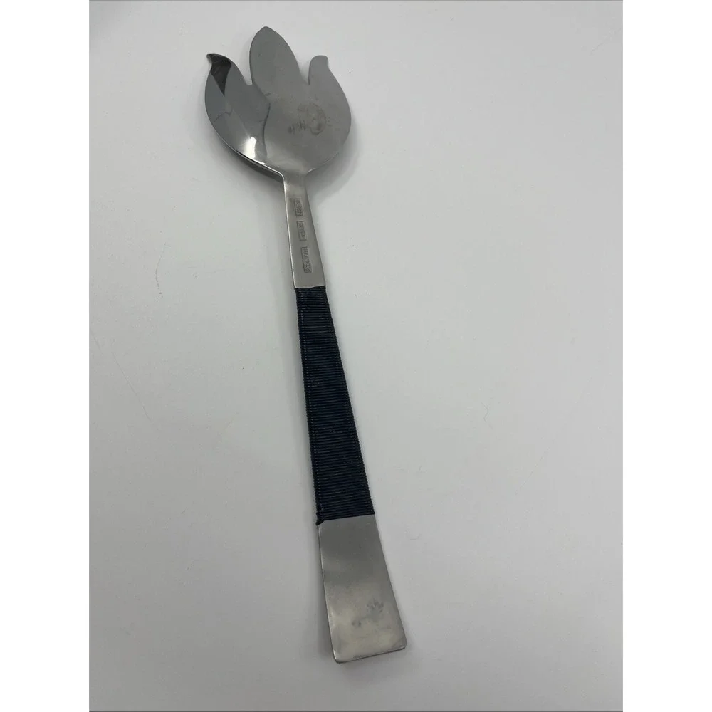 NASCO Japan Large Salad Fork Black Twine Handle Serving Stainless  11.5